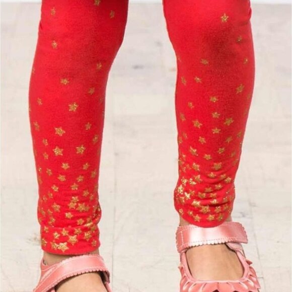 Matilda Jane Light Me Up Leggings Girls Size 4 Make Believe red Gold Stars Pull - Picture 1 of 5